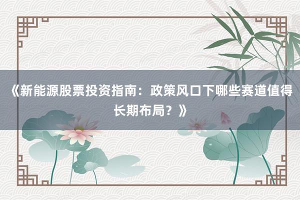 《新能源股票投资指南：政策风口下哪些赛道值得长期布局？》